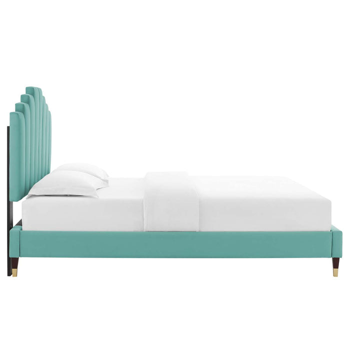 Elise Queen Performance Velvet Platform Bed