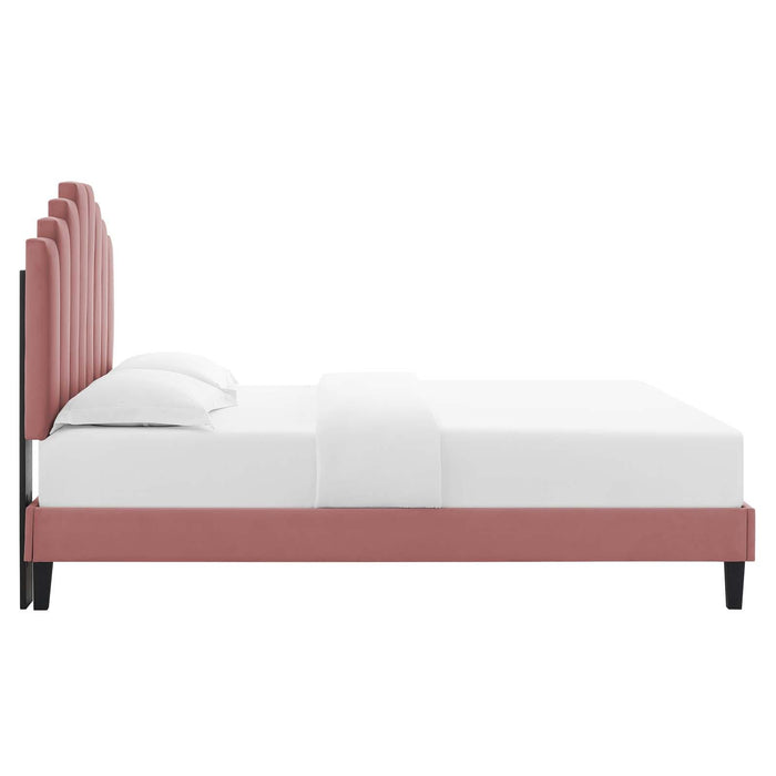 Elise Full Performance Velvet Platform Bed