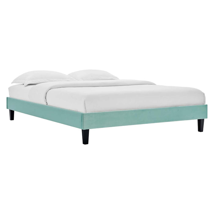 Reign Queen Performance Velvet Platform Bed Frame