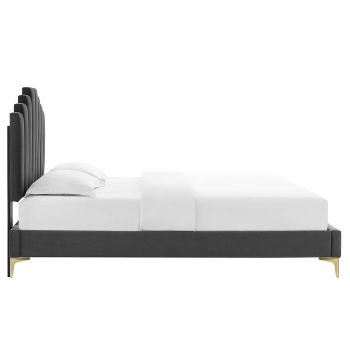 Elise Queen Performance Velvet Platform Bed