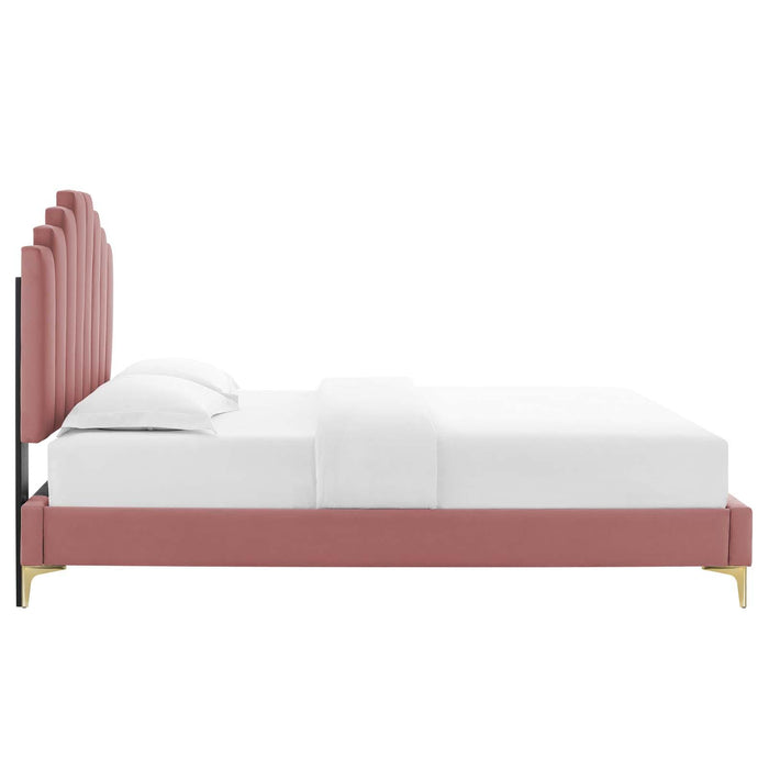 Elise King Performance Velvet Platform Bed