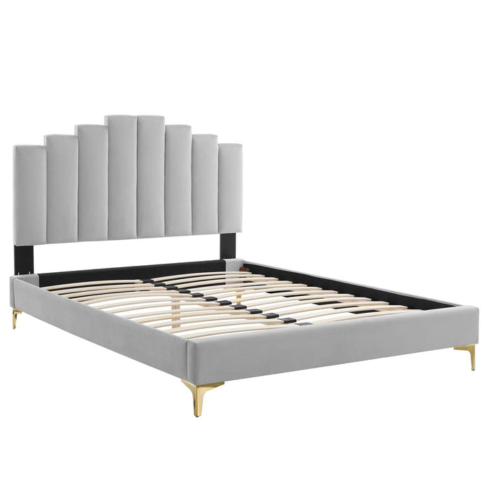 Elise Full Performance Velvet Platform Bed