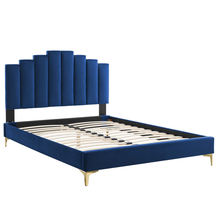 Elise Full Performance Velvet Platform Bed