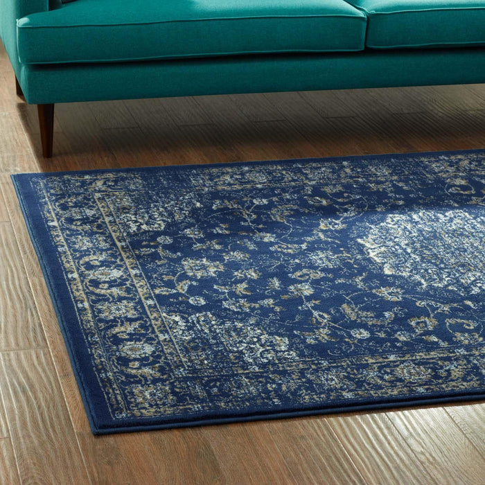 Lilja Distressed Vintage Persian Medallion 5x8 Area Rug