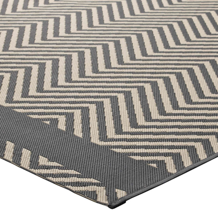 Optica Chevron With End Borders 8x10 Indoor and Outdoor Area Rug