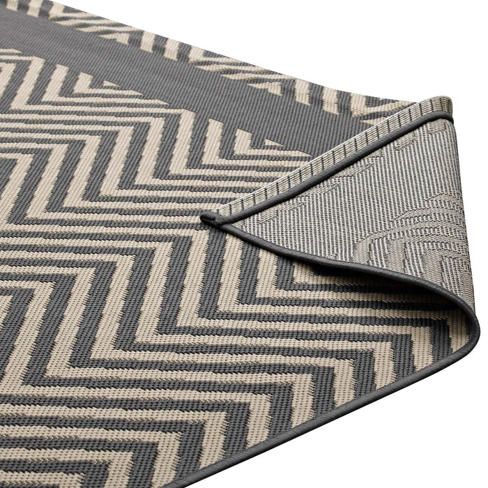 Optica Chevron With End Borders 8x10 Indoor and Outdoor Area Rug