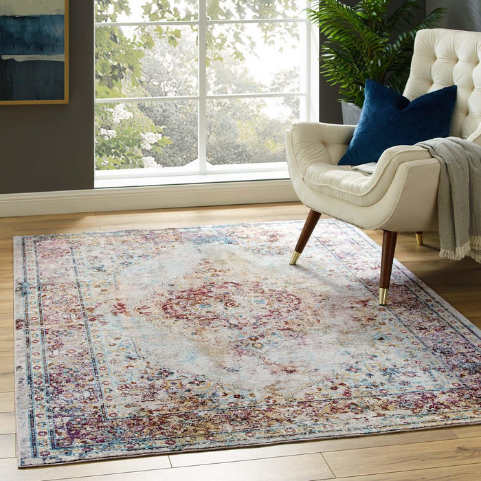 Success Merritt Transitional Distressed Floral Persian Medallion  5x8 Area Rug