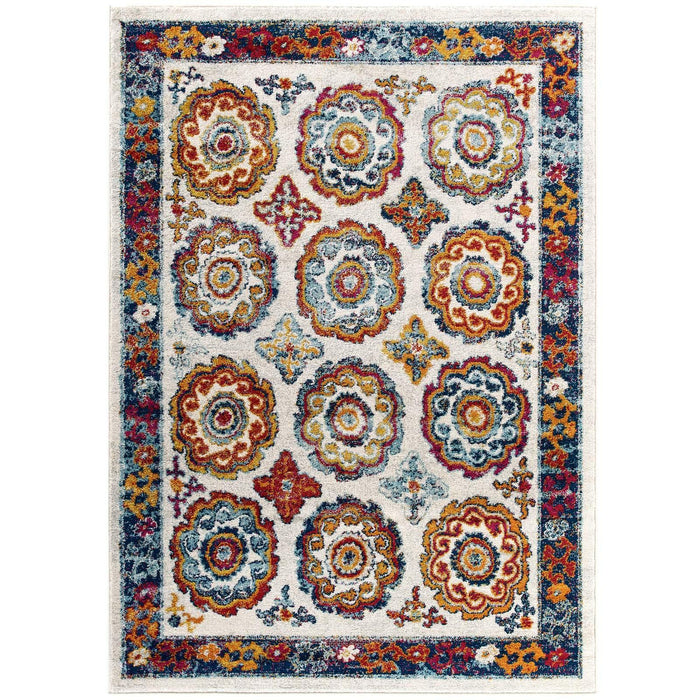 Entourage Odile Distressed Floral Moroccan Trellis 5x8 Area Rug image