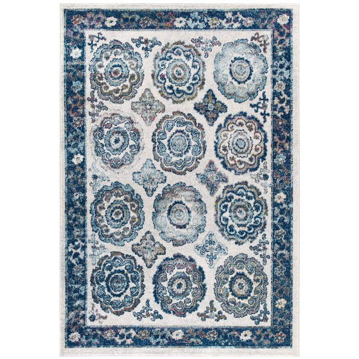 Entourage Odile Distressed Floral Moroccan Trellis 8x10 Area Rug