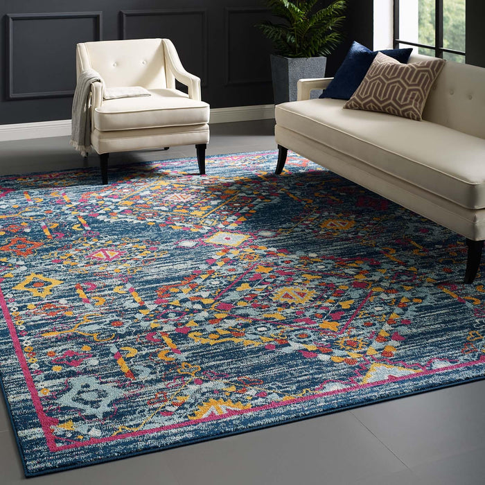 Entourage Khalida Distressed Floral Lattice 8x10 Area Rug