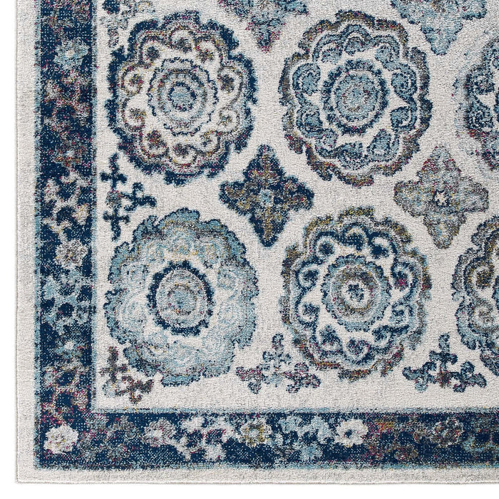 Entourage Odile Distressed Floral Moroccan Trellis 8x10 Area Rug