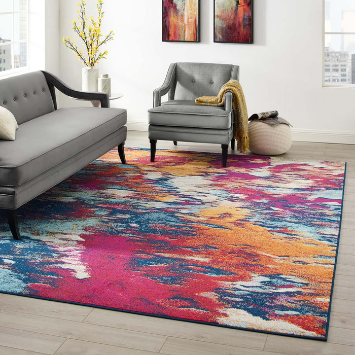 Entourage Foliage Contemporary Modern Abstract 8x10 Area Rug