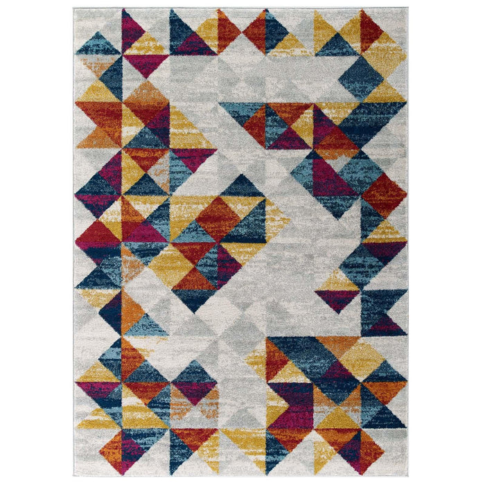 Entourage Elettra Distressed Geometric Triangle Mosaic 5x8 Area Rug image