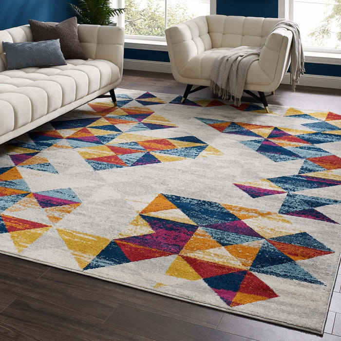 Entourage Elettra Distressed Geometric Triangle Mosaic 8x10 Area Rug