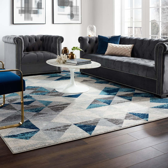 Entourage Elettra Distressed Geometric Triangle Mosaic 8x10 Area Rug