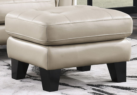 Spivey Top Grain Leather Ottoman BEIGE 100% LEATHER