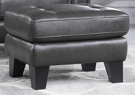 Spivey Top Grain Leather Ottoman DARK GREY 100% LEATHER