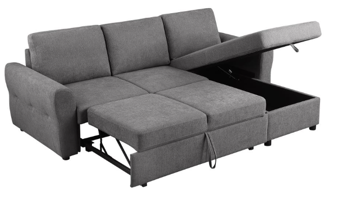 Samantha Sectional W/Sleeper & Storage GREY