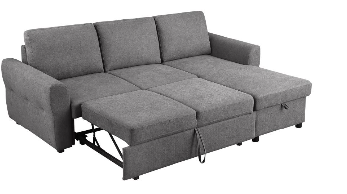 Samantha Sectional W/Sleeper & Storage GREY