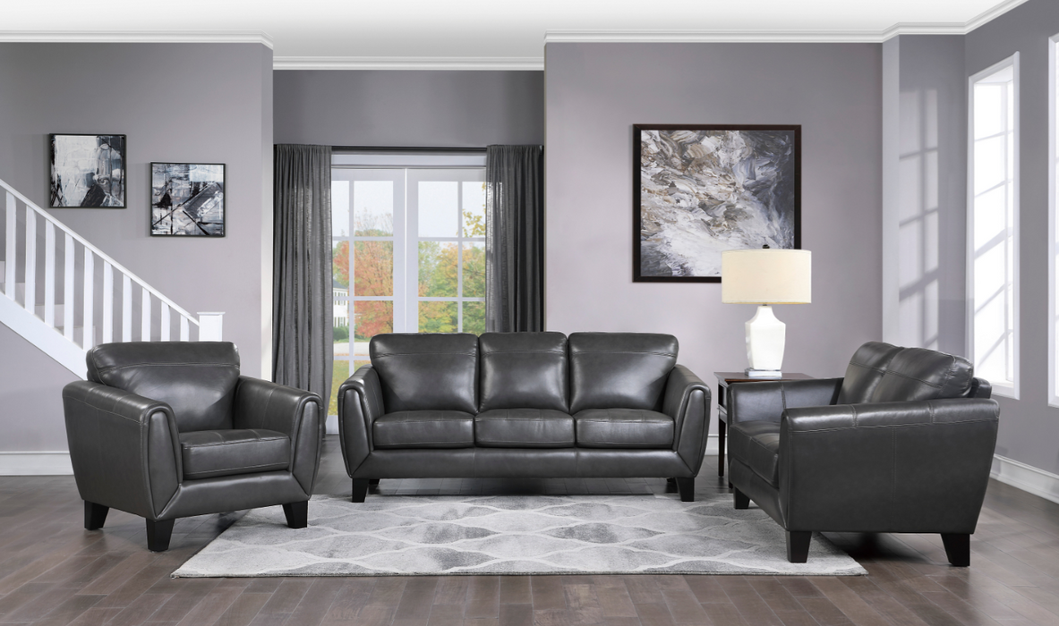 Spivey Top Grain Leather Loveseat DARK GREY