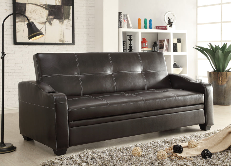 Caffery Elegant Lounger Convertible BROWN PVC