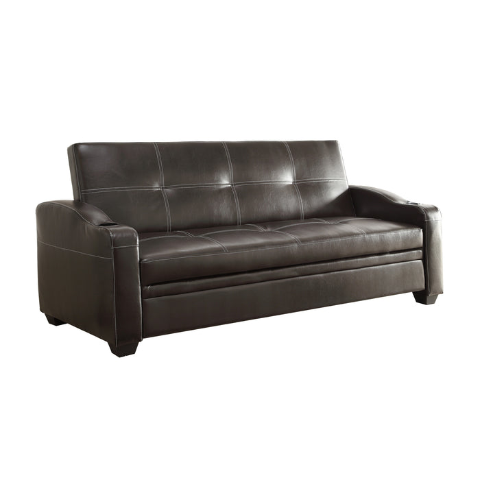 Caffery Elegant Lounger Convertible BROWN PVC