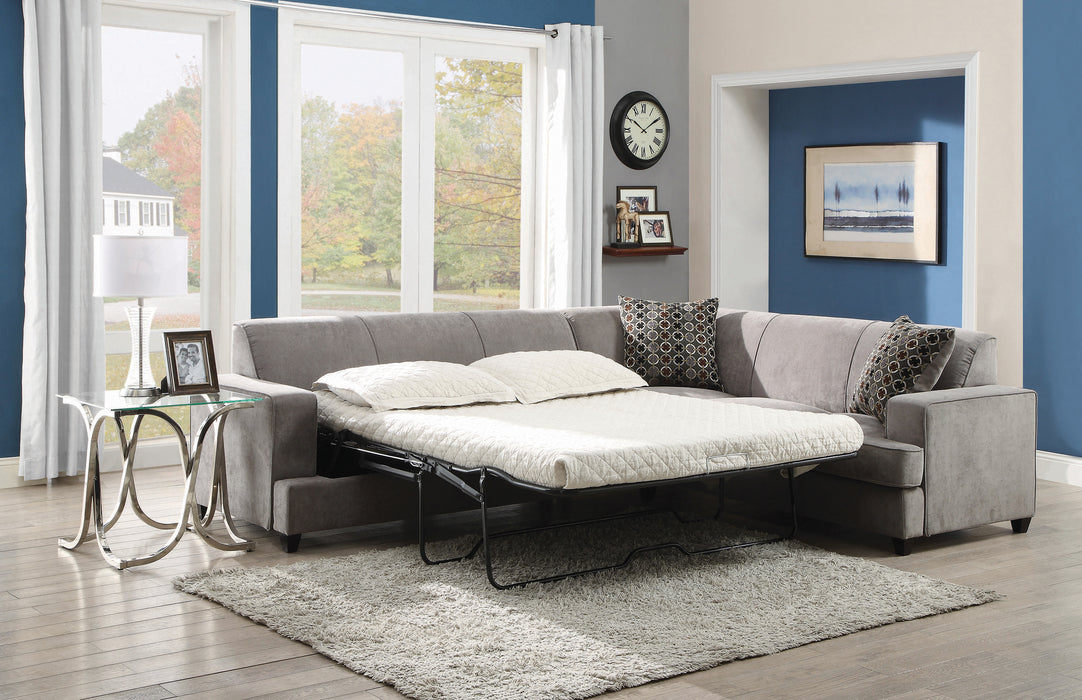 Tess Sectional W/Memory Foam Sleeper GREY ONLY