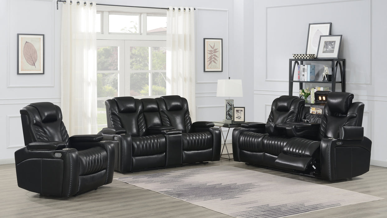 Bismark Top Grain Leather Power Sofa BLACK