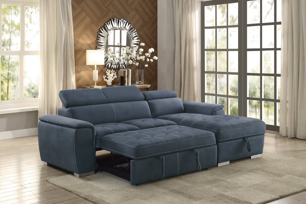 Ferriday 2-Piece Sectional with Pull-out Bed and Hidden Storage BLUE