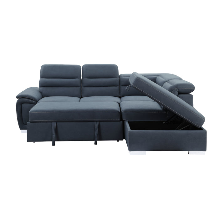 Platina Sectional W/Sleeper & Storage BLUE