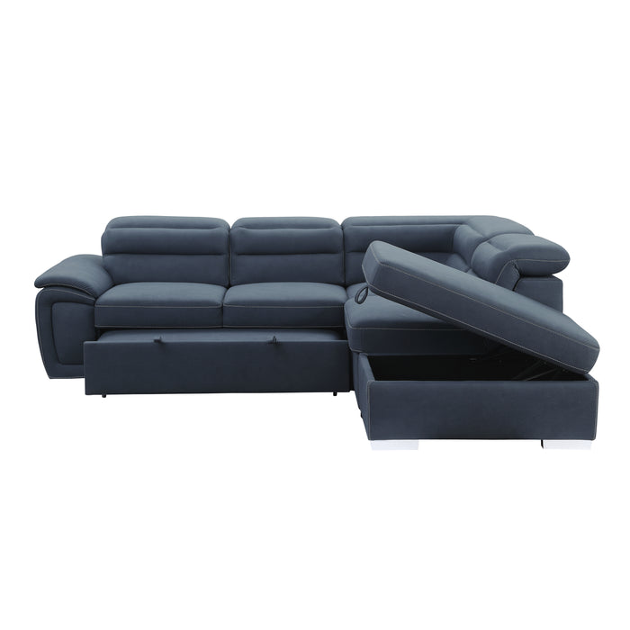 Platina Sectional W/Sleeper & Storage BLUE