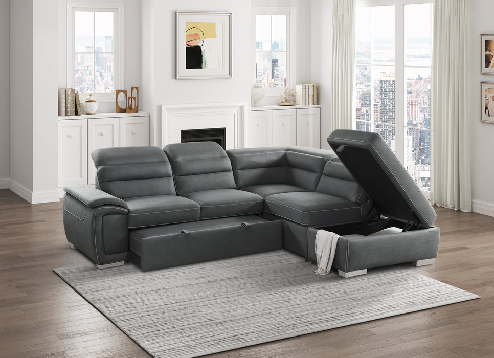 Platina Sectional W/Sleeper & Storage GREY