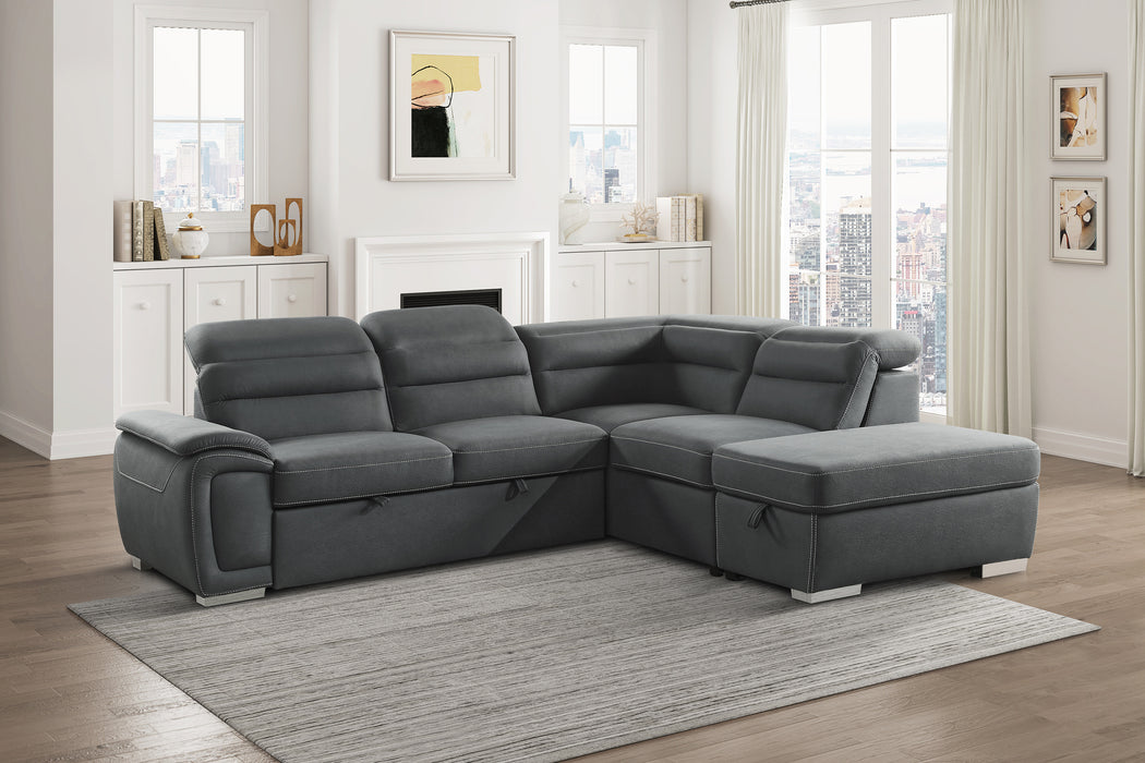 Platina Sectional W/Sleeper & Storage GREY