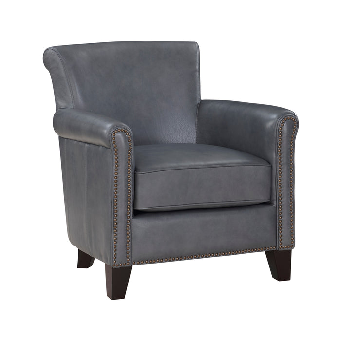 Braintree Top Grain Leather Accent Chair BLUE-GREY %100 LEATHER