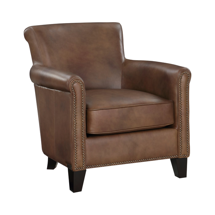 Braintree Top Grain Leather Accent Chair BROWN %100 LEATHER