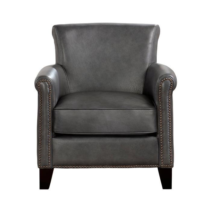 Braintree Top Grain Leather Accent Chair GREY %100 LEATHER