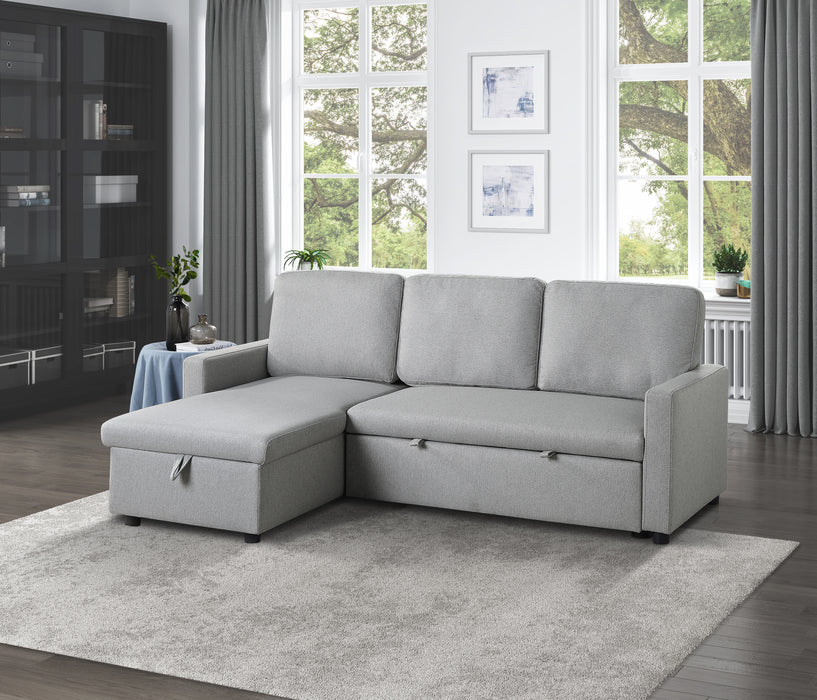 #Brandolyn  Reversible Sectional W/Sleeper & Storage LITE GREY