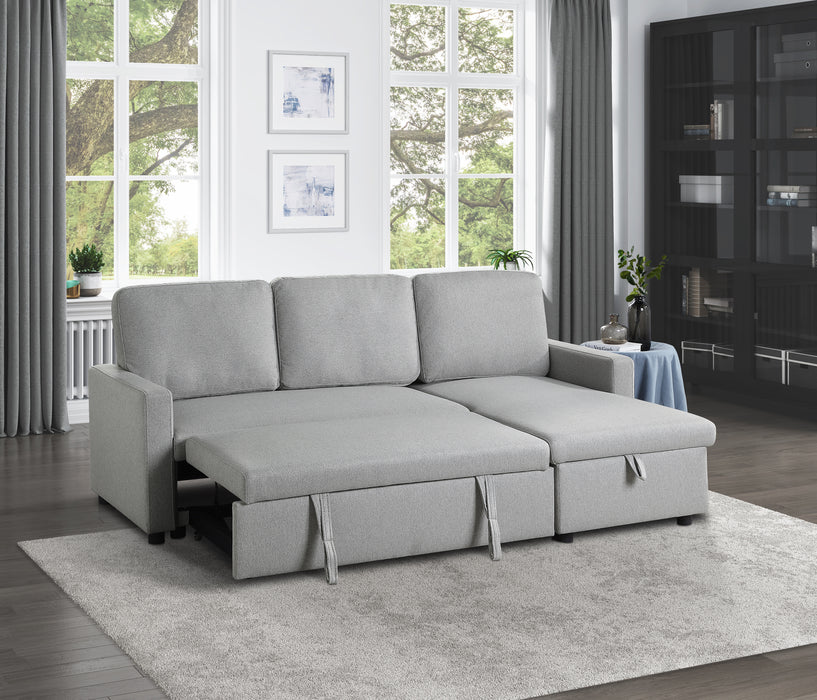 #Brandolyn  Reversible Sectional W/Sleeper & Storage LITE GREY