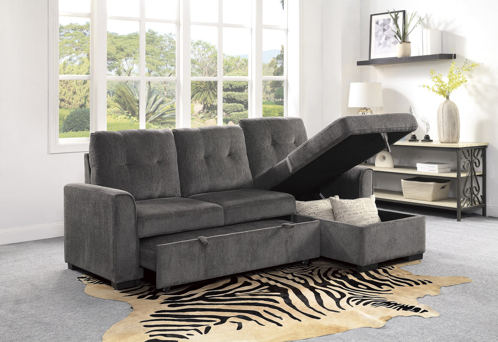 Carolina Reversible Sectional W/Sleeper & Storage GREY