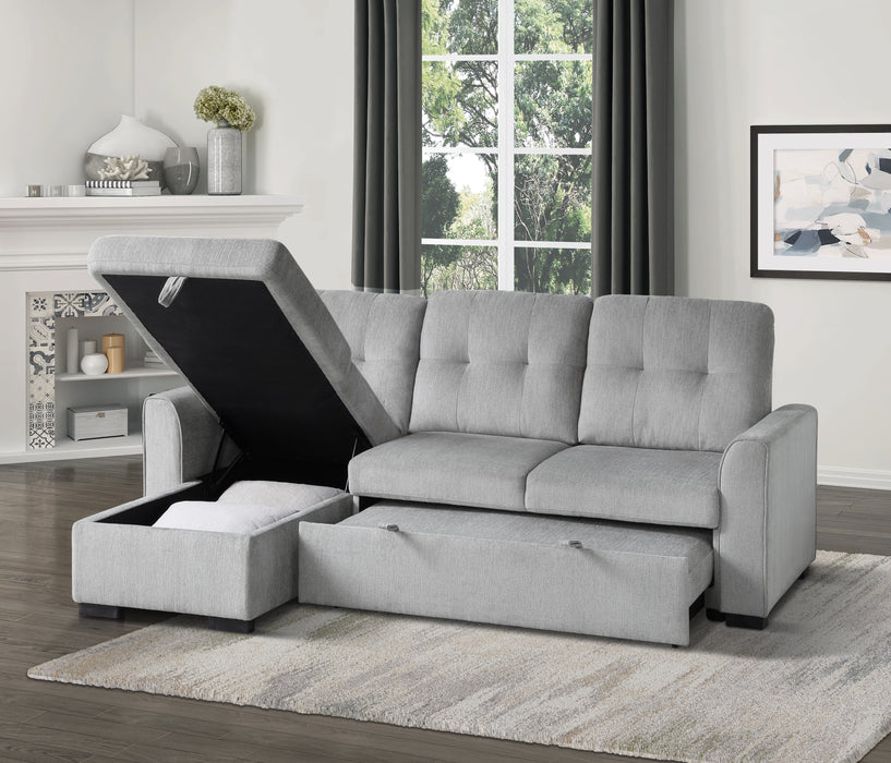 Carolina Reversible Sectional W/Sleeper & Storage LITE GREY