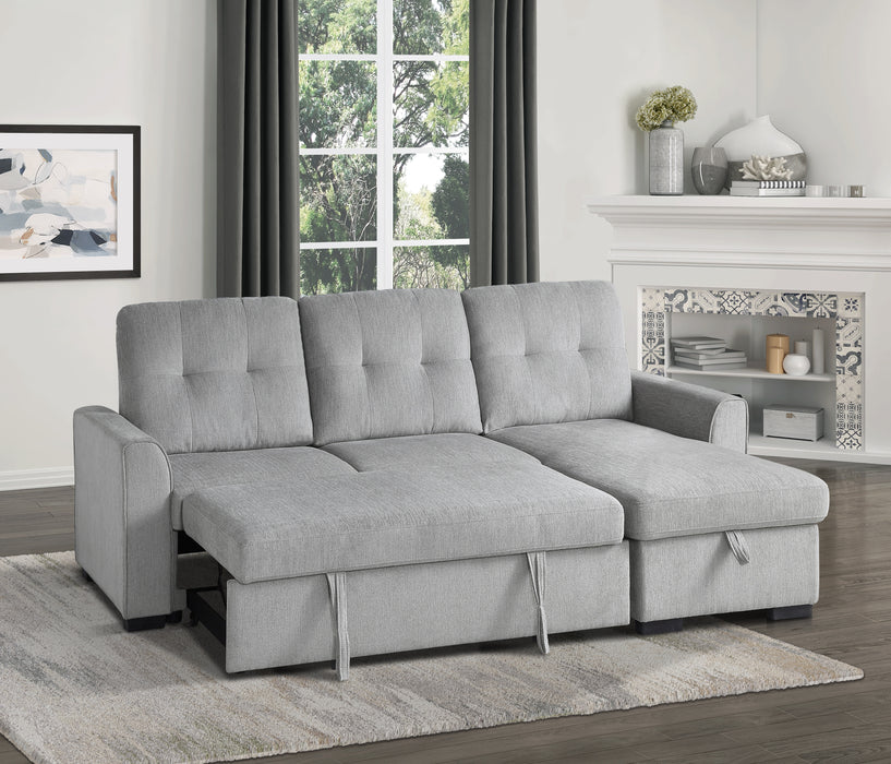 Carolina Reversible Sectional W/Sleeper & Storage LITE GREY