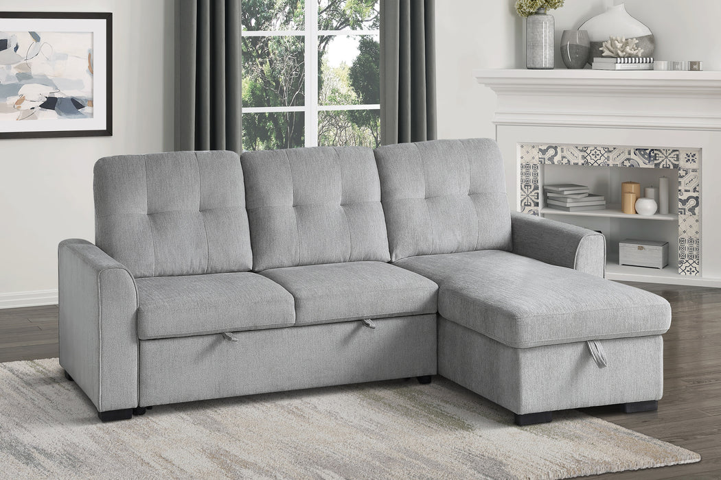 Carolina Reversible Sectional W/Sleeper & Storage LITE GREY