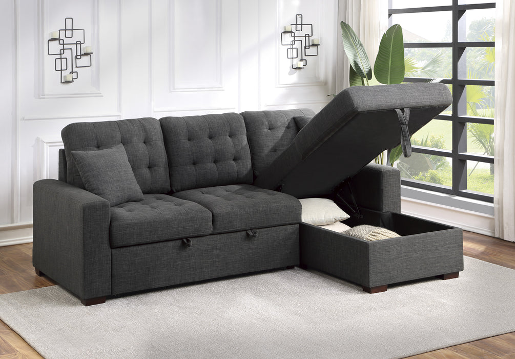 #McCafferty Sectional w/Sleeper & Storage RAF GREY