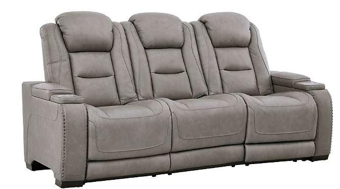 # The Man-Den Triple Power Reclining Sofa Top Grain Leather GREY