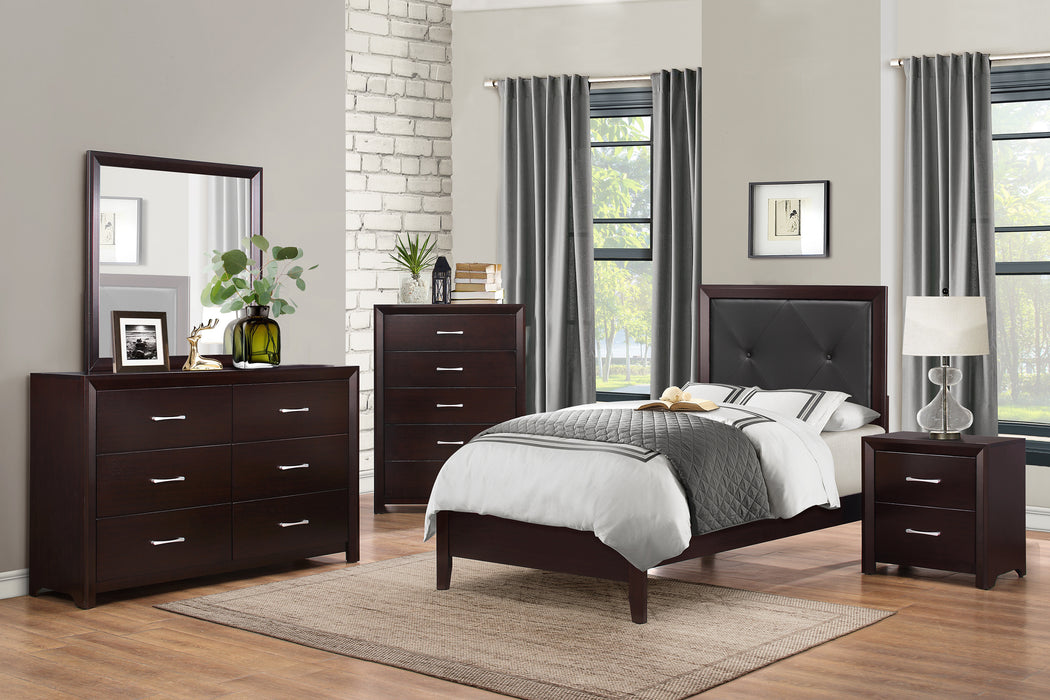 Edina 4PC Twin/Full/Queen Bedroom Set-Twin/Full/Queen bed, dresser, mirror, night stand  ESPRESSO