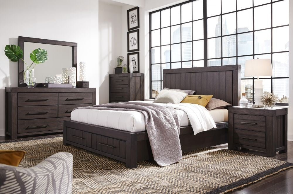 Heath Queen Platform Bed GREY ONLY