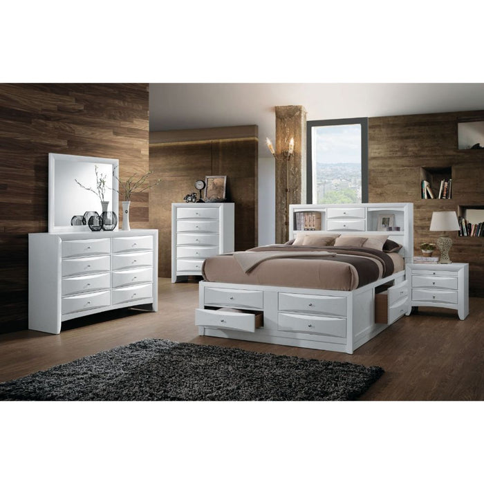 Ireland Queen Platform Bed w/ Storage WHITE