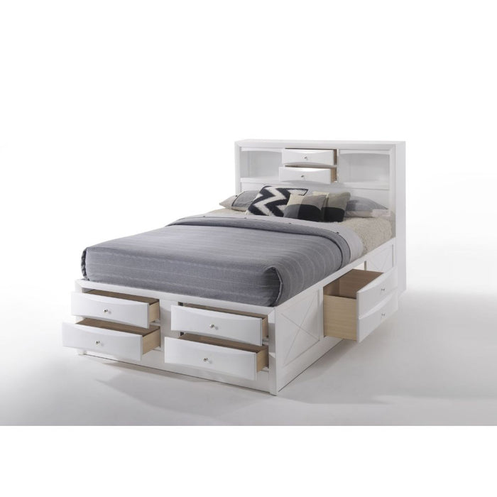 Ireland Queen Platform Bed w/ Storage WHITE