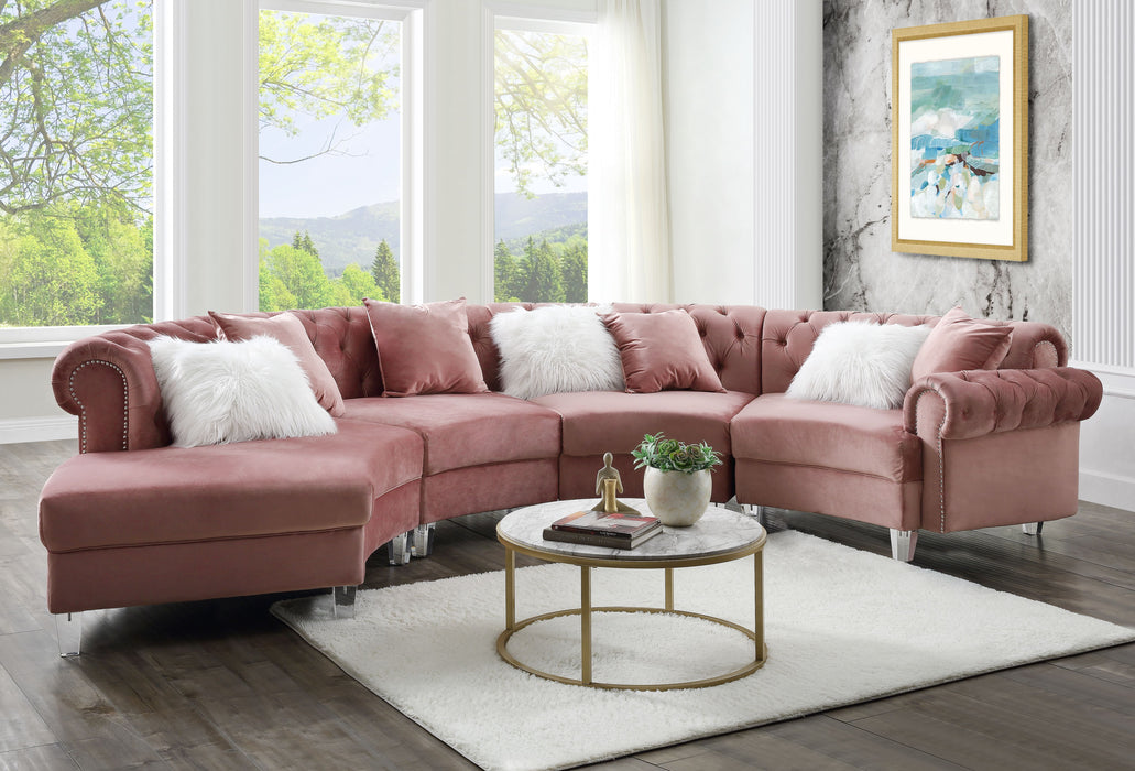 Ninagold Sectional PINK VELVET