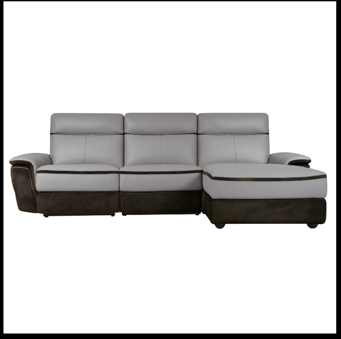 Laertes 3PC Top Grain Leather Power Sectional RAF OR LAF GREY 2 TONE ONLY